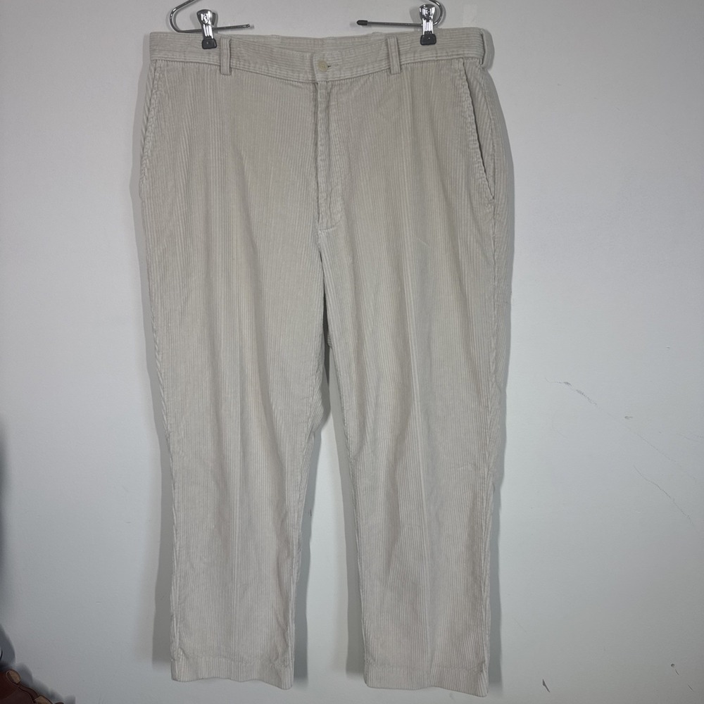 Jos. A. Bank Ivory Wide Wale Corduroy Flat Front Pants Slacks Mens 38x29 Preppy